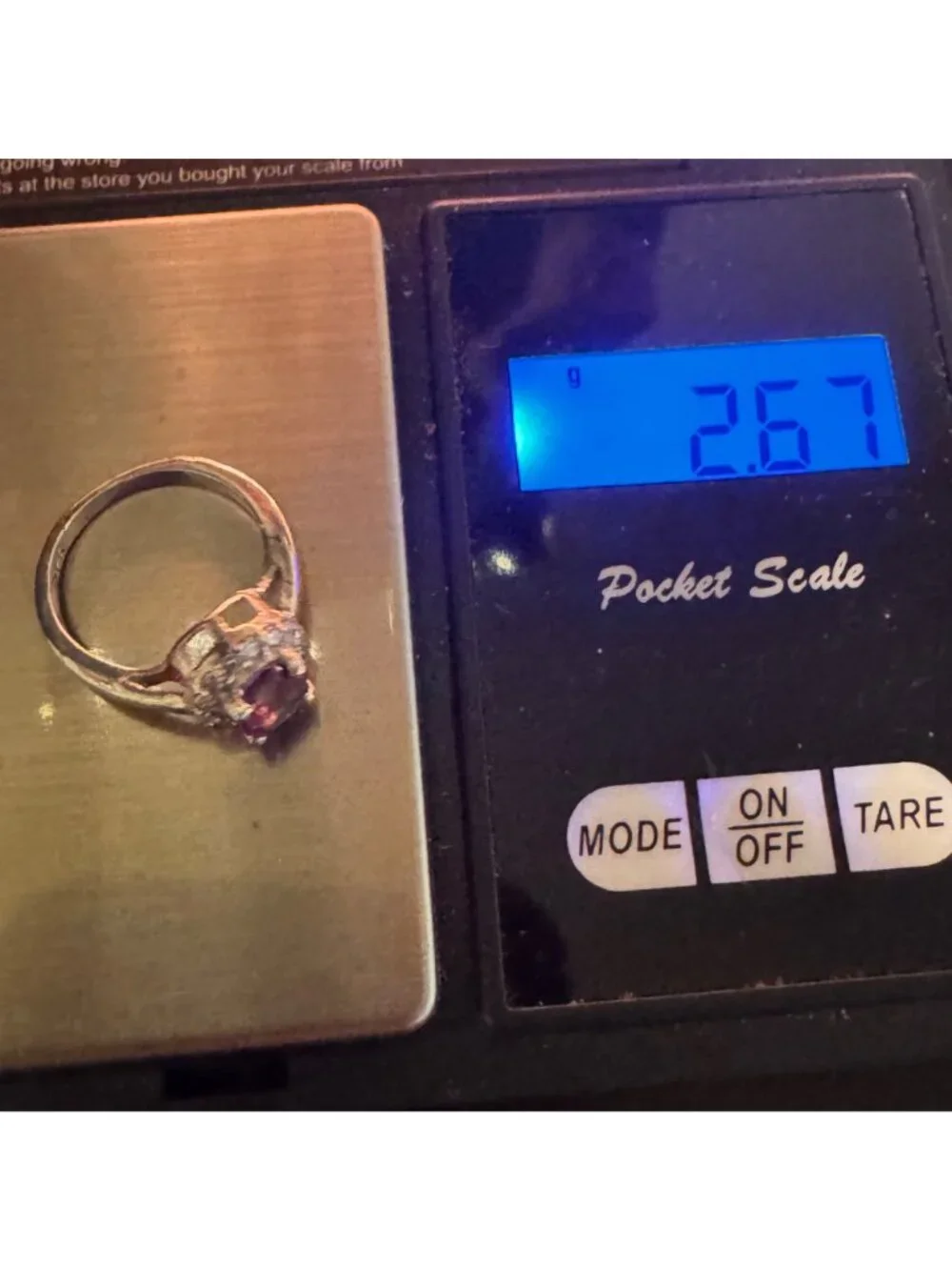 Solid Sterling Silver 925 Amethyst & Cubic Zirconia Statement Ring Size 4.75